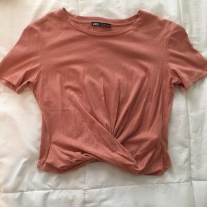 ZARA NWOT Twist Bottom Crop Tee S